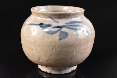 R2977: XF Coreano Dinastía Li Azul y Blanco Mufla Pintura Florero Ikebana Foto 1 de 4