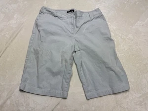 Talbots Shorts Womens 12 White Blue Striped Chino Cotton Preppy Ladies - Picture 1 of 12