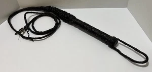 Tachuelas Bullwhip vintage de cuero trenzado envueltas en madera con mango Indiana Jones 8 pies 1 pulgada - Imagen 1 de 16