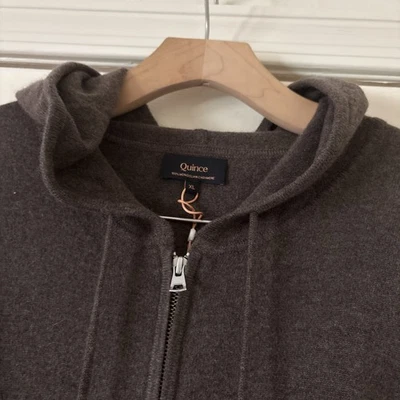 NUEVO CON ETIQUETAS Quince Mongol Cachemir Cremallera Completa Sudadera con Capucha en Marrón Suéter XL Acogedor Comodidad Foto 1 de 4