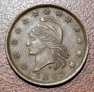 Ficha Patriótica Guerra Civil 1863 16/300a R-3 EF XF Flan agrietado original Tonificación CWT - Imagen 1 de 2