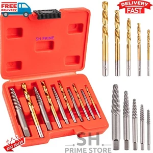 10-Pcs Screw Extractor Set Easy Out Drill Bits Set for Removing Stripped Screws - Picture 1 of 7