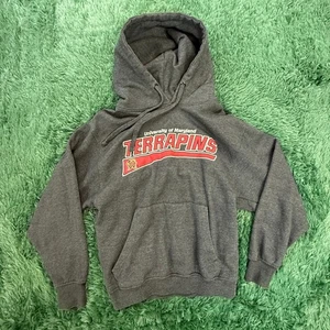 University of Maryland Y2K Dark Gray Pullover Sweatshirt Hoodie Sz Small Unisex - Picture 1 of 5