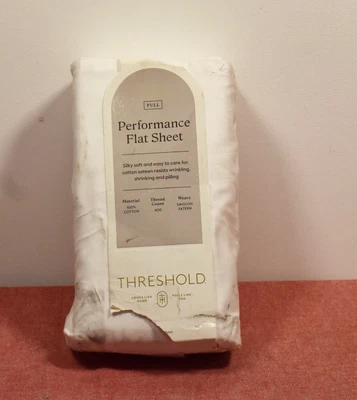 Threshold 400 Thread Count Performance Flat Sheet White, Full* - Image 1 of 4