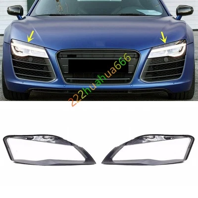 A Pair Headlight Lens Clear Cover + Sealant Glue For Audi R8 2008-2015 - Image 1 of 4