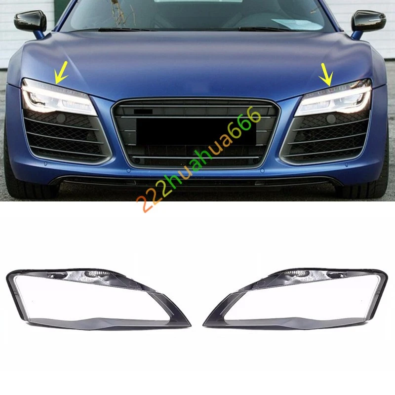 Un par de cubiertas transparentes para lentes de faros + pegamento sellador para Audi R8 2008-2015 Foto 1 de 4