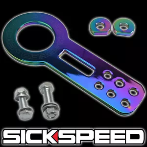 NEO CHROME STEEL FRONT BUMPER HIGH STRENGTH RACING TOW HOOK SET B - Picture 1 of 1