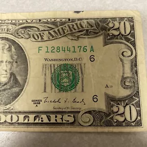 1988 $20 Twenty Dollar Bill Rare Federal Reserve Note Vintage 35 years old - Picture 1 of 6