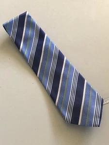 NEW Mens DRAGER Blue Stripes with weave Pure Silk TIE Hand made MTN20 - Picture 1 of 4