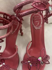 Rene Caovilla Margot Crystal Pink Sandal Size 37 - Picture 1 of 12