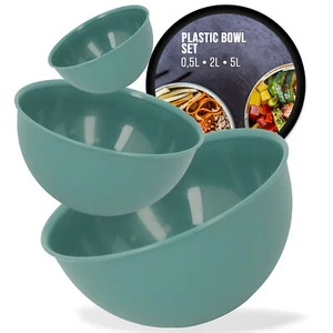 3x Kunststoffschüssel Schale Salatschale Küchen Schüssel Servierschüssel Grün - Bild 1 von 5