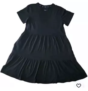 GAP Damen weiches Kurzarm Rundhals Stufen Kleid XXL schwarz 100% Baumwolle NEU - Bild 1 von 3