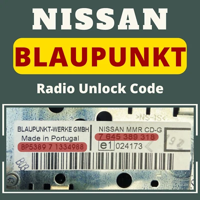 Nissan Radio Code Micra K-12 Note Astra Expert Blaupunkt BP Radio Code Unlock - Image 1 of 2