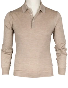 Jersey SOBS con cuello polo en lana / seda beige - Imagen 1 de 12