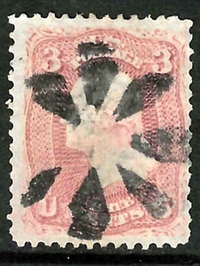 Sc #65 NEAT RADIAL Elegante Cancelación 3 Céntimos Washington 1861-62 Guerra Civil EE. UU. 99E77 - Imagen 1 de 2