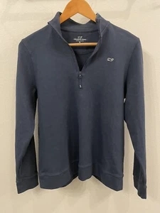 Vineyard Vines Cotton Sweater Boys XL 16/18 Navy Blue 1/4 Zip Pullover Youth Kid - Picture 1 of 4