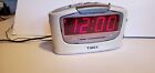 Timex MD-T254W Radio Alarm Clock White Red Letters Box 0043. Works