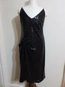 Asilio Sabre Sequined Cami Dress Black Dress Size 8 - Picture 1 of 5