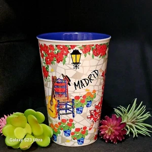Ole Mosaic Madrid, Spain Souvenir Colorful ceramic tumbler w/ flamingo dancers - Picture 1 of 7