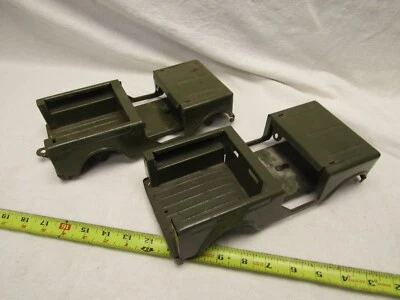 VINTAGE PRESSED STEEL STRUCTO JEEP BODY CHASSIS ARMY GREEN COLOR PARTS RESTORE - Image 1 of 4