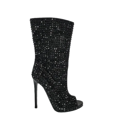 Botas de aguja Philipp Plein para mujer con tachuelas punta abierta negras EU 38 US 7 Foto 1 de 4