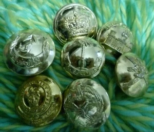 Staybrite Job Lot of Military Army Uniform Buttons 7 Pcs 22 & 24mm Anodised - Picture 1 of 5