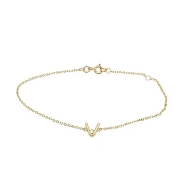 9ct Yellow Gold Diamond Initial Bracelet, Set with Letter "V" - Image 1 of 4