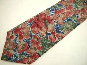 Cravate homme classique Van Heusen rouge bleu vert floral 100% soie 56" courte - Photo 1/4