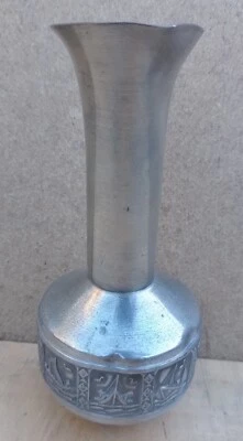 Jarrón de peltre antiguo antiguo de exhibición decorativa urna 6-7" inestable  Foto 1 de 4