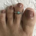 Sterling Silver Bali Style Toe Ring with Turquoise, Silver Ring, Boho Ring