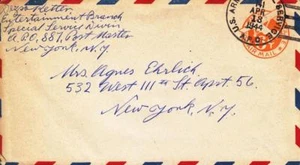 1944, APO 887, Special Service Entertainment, Inglaterra a Nueva York, correo aéreo (M2835) - Imagen 1 de 1