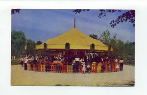 Hudson MA Mass vintage postcard, Benson's Animal Farm, Merry Go Round, people - Picture 1 of 2