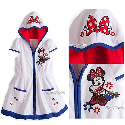 NUEVO Traje de baño con lazo de flores de Minnie Mouse bata con capucha TALLA 2 Disney Store Foto 1 de 4