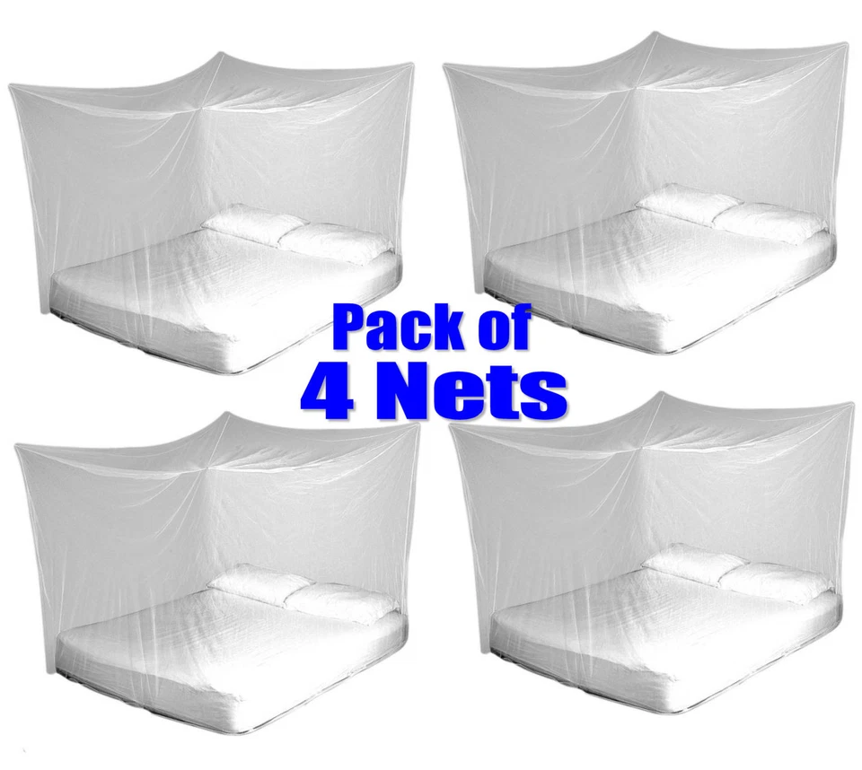 4x TravelMAX Mosquito Nets Double Queen King Size Box Insect Netting Treated - Image 1 of 1