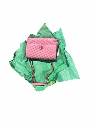 Tory Burch Kira Chevron  Leather Shoulder Bag  Pretty Pink  /crossbody Large - Image 1 of 4