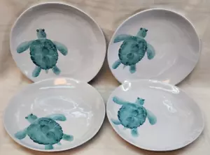 SIGRID OLSEN MELAMINE Aqua Green Sea Turtle 11" Dinner Plates (SET OF 4) - Picture 1 of 11