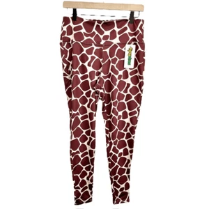 Tipsy Elves Womens Giraffe Leggings Size M Brown Animal Print High Waisted NWT - Picture 1 of 11
