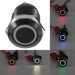 12mm 12V 4 Pin LED Car Push Button Metal Momentary Switch ON/OFF Waterproof- - Bild 1 von 8