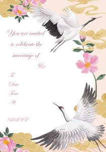 Beautfiul luxury large storks and floral pack of 10 wedding invitation sheets - Picture 1 of 1