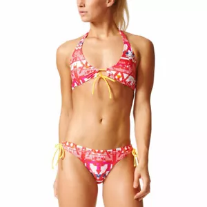 Adidas Girl Halter Neck Bikini Modern Children Ornament Paisley Red/Pink/White - Picture 1 of 4
