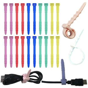 20Pcs Silicone Reusable Zip Ties 4.5" Rubber Cable Straps Multi-Color Home Use - Picture 1 of 7