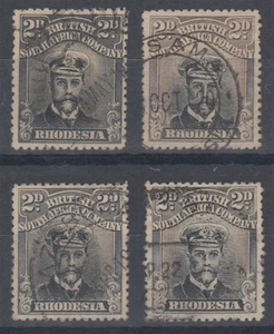 RHODESIA 1913 ALMIRANTES 2d. (x4) DIE III B (x4) TONOS USADOS (ID:877/D61432) - Imagen 1 de 1