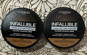 📀 L'Oreal Infallible LOOSE SETTING POWDER 614 Translucent MEDIUM/DEEP LOT OF 2 - Picture 1 of 3