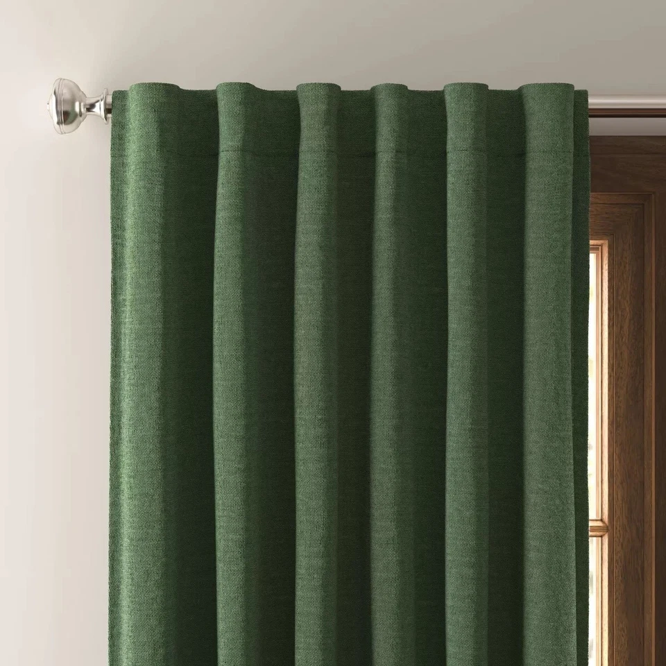Threshold Green Velvet Blackout Single Rod Pocket Curtain Panel 50" "