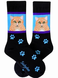 Orange Tabby Cat Crew-Socken für Herren Größe 10-13 Sabyloo Neuheit Pfoten Mode neu - Bild 1 von 1