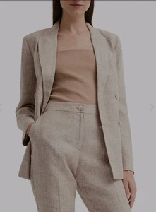 NWOT Witchery Linen Double Breasted Blazer Jacket Size 16 Oatmeal - Picture 1 of 12