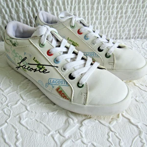 Lacoste Girls Shoes US 2 UK 1 Eur 33 Graphic Logo Print Leather Sneaker - Picture 1 of 12