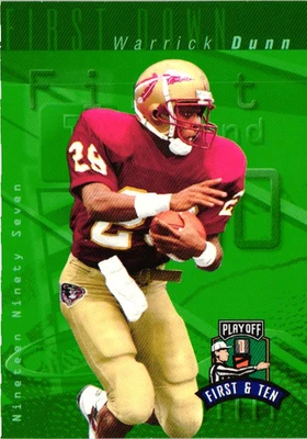 1997 Playoff First & Ten - Draft Pick Warrick Dunn #31 Green (RC) - Buccaneers - Image 1 of 2