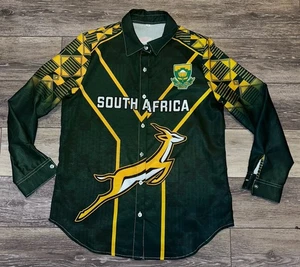 Selten! Südafrika Rugby Shirt Knopfleiste RIESIGER DRUCK Herren Größe Large L - Bild 1 von 4