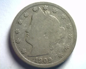1909 LIBERTY NÍQUEL BUENA G BONITA MONEDA ORIGINAL DE BOBS MONEDAS ENVÍO RÁPIDO 99c - Imagen 1 de 2